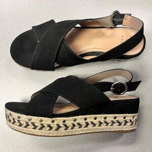 a new day - Black slingback espadrille wedge sandals